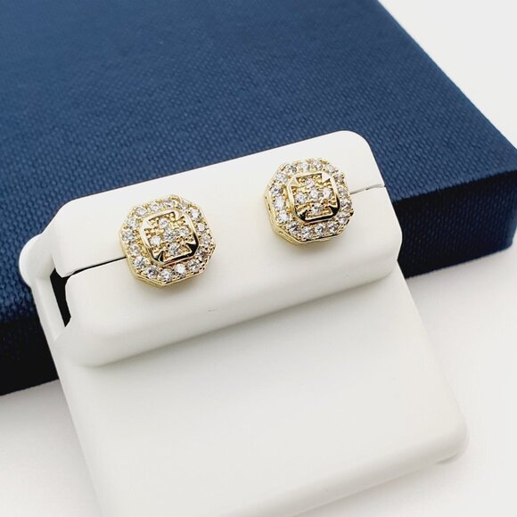 14K Gold Plated Cubic Zircon Earrings, INUS1BR319 - Picture 4 of 10